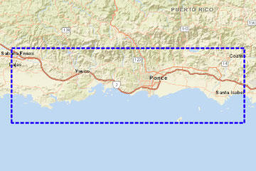 Map showing an outline of where data was collected.
