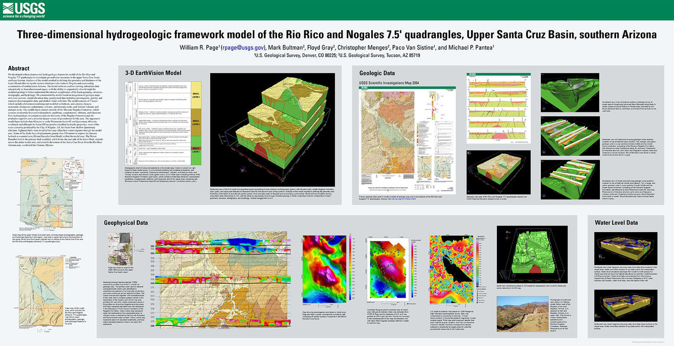 thumbnail image of poster "Three-dimensional hydrogeologic framework model of the Rio Rico and Nogales ..."