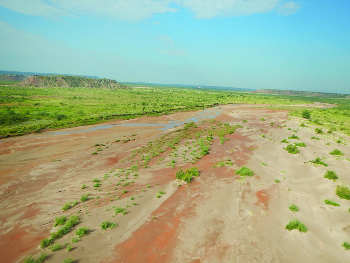 miles downstream from Farm to Market Road 669 bridge over Double Mountain Fork Brazos River, Justiceburg, Texas, Garza County.