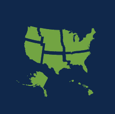 Map of the continental US plus Alaska and Hawaii