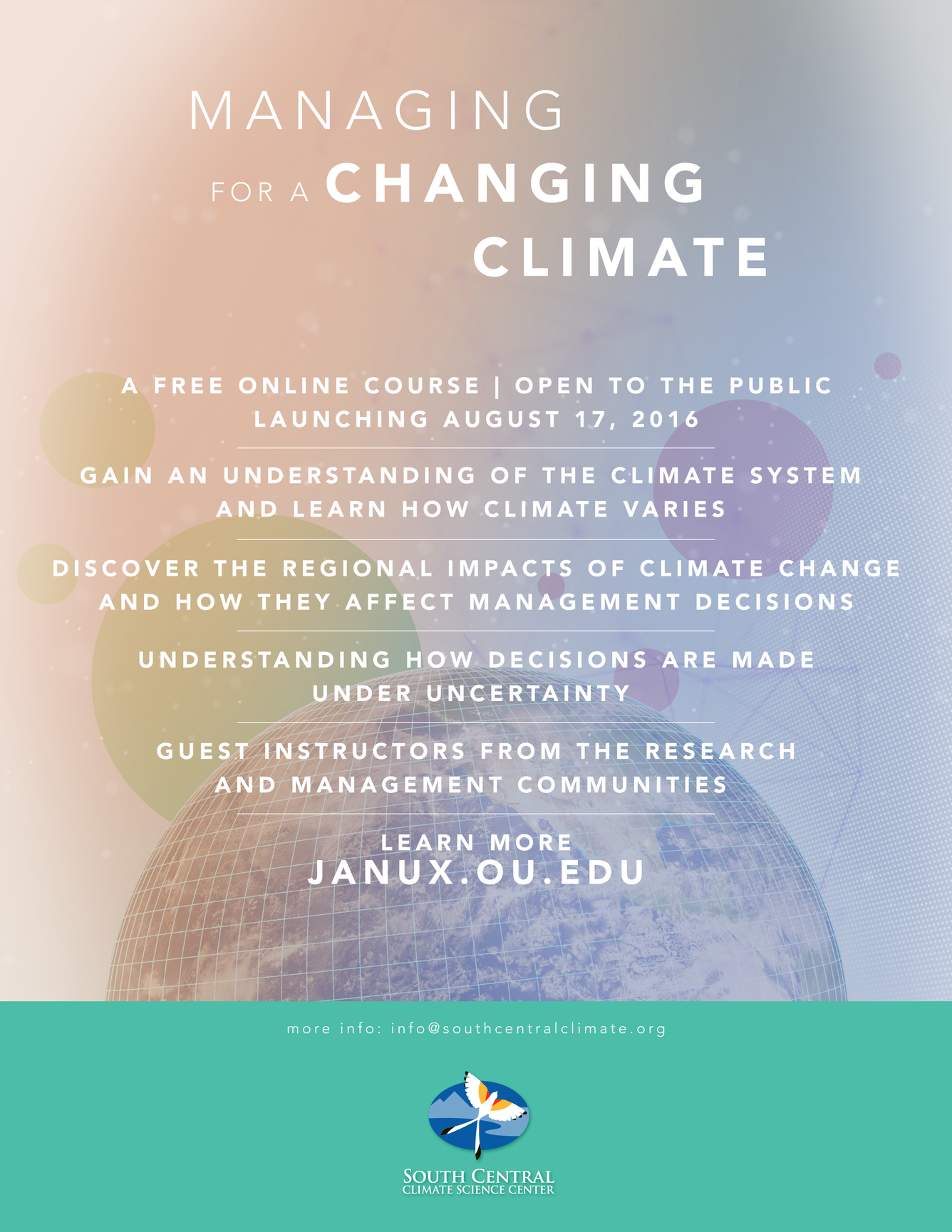 Photo of the Managing a Changing Climate Course Flyer