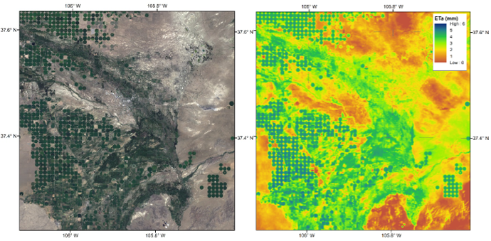 Landsat Provisional Actual Evapotranspiration example