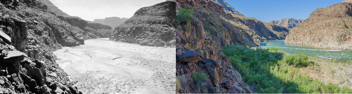 Repeat photos of a stretch of the Colorado River.
