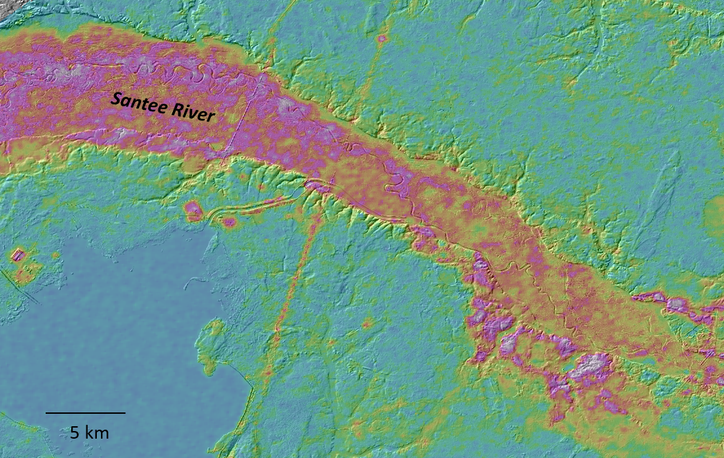 potassium data along Santee River