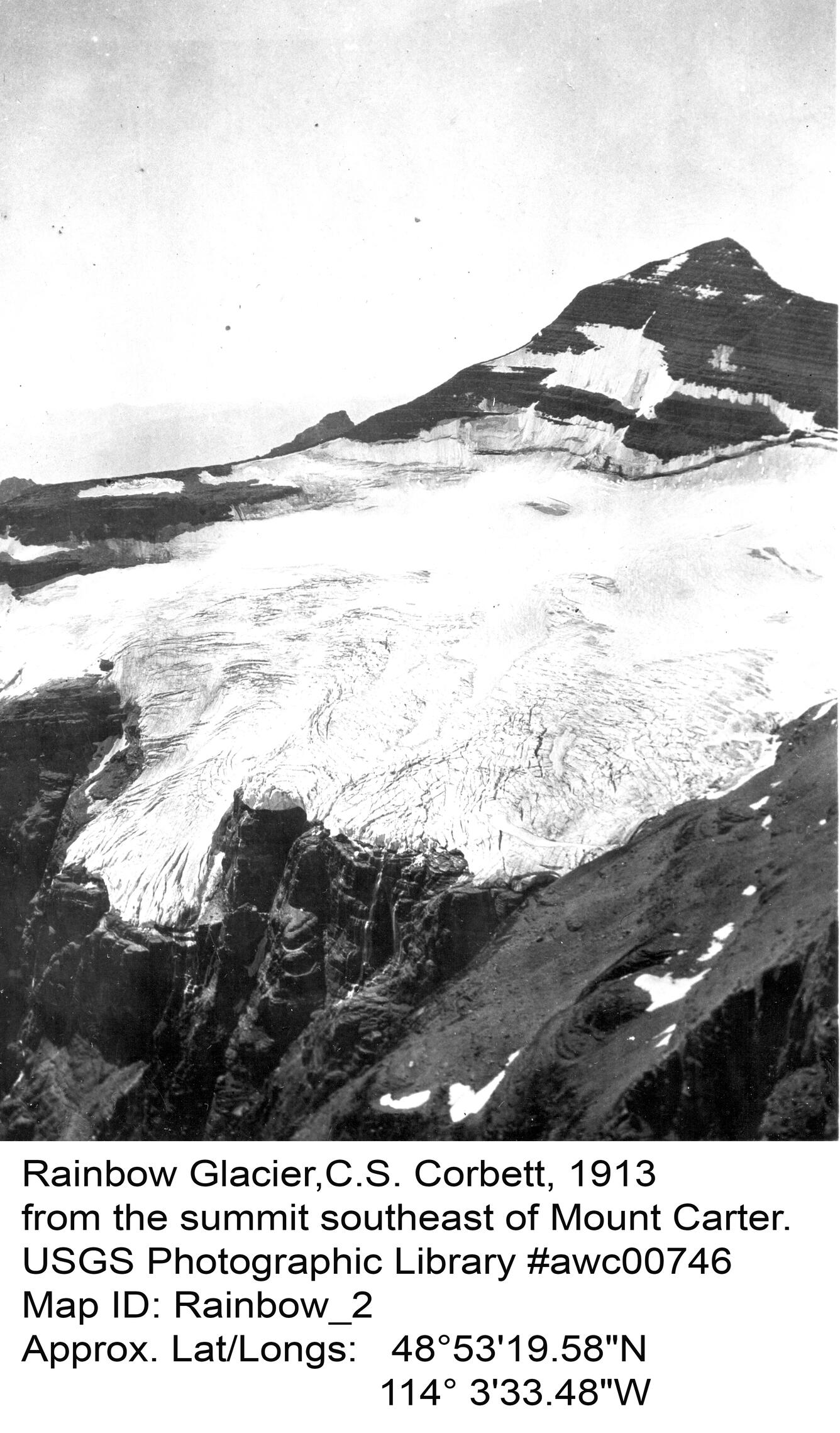 Rainbow Glacier in Glacier National Park, circa 1913. Image 2 of 2