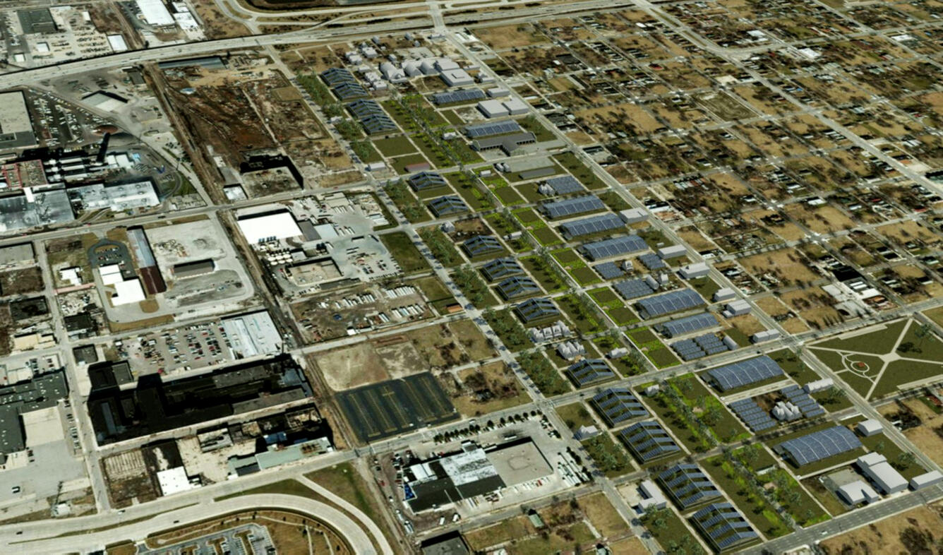 Aerial photo/artist's rendering of RecoveryPark when it completes full development