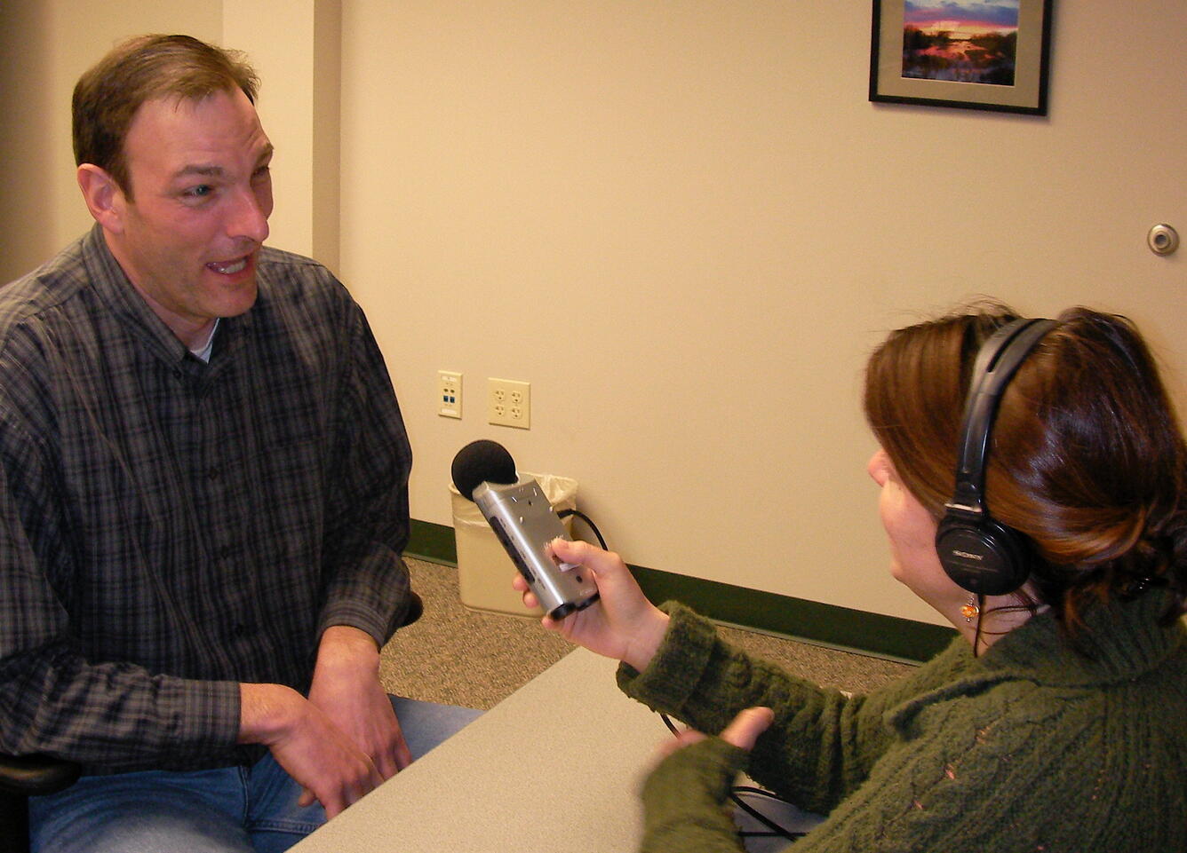 Photo of Steve Peterson during an interview about groundwater modeling.