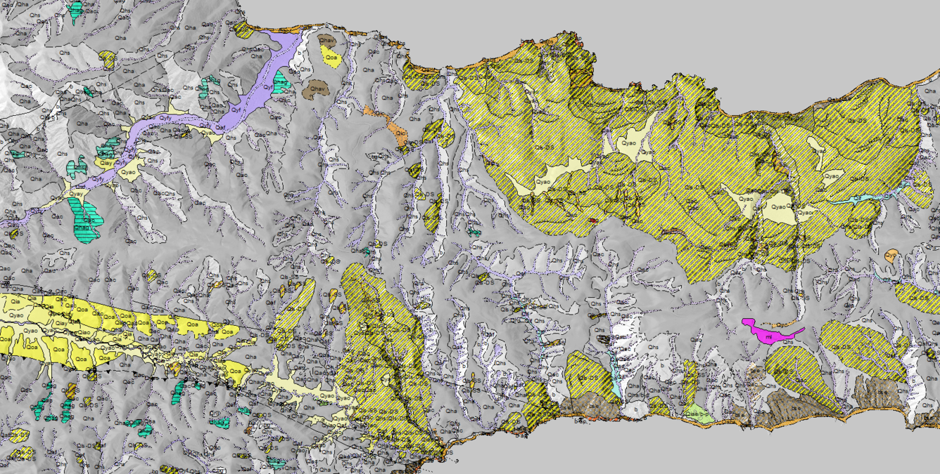 Colored map of Quaternary geology of Santa Cruz Island
