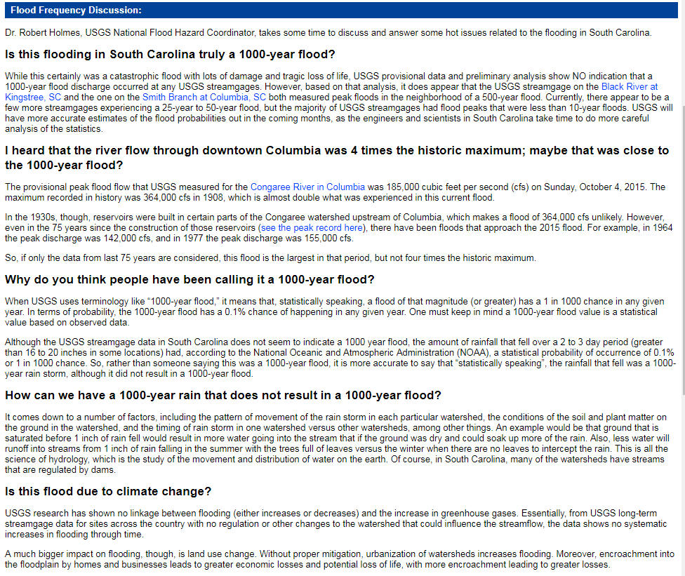 South Carolina Flood Frequency Q&A