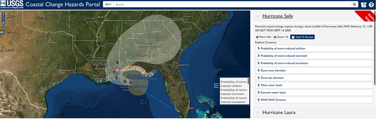 USGS Coastal Change Forecast of Hurricane Sally