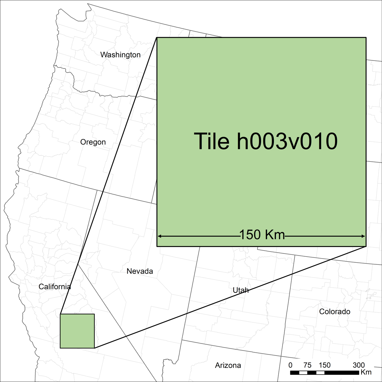 Graphic illustrating location of Land Change Monitoring, Assessment, and Projection sample data