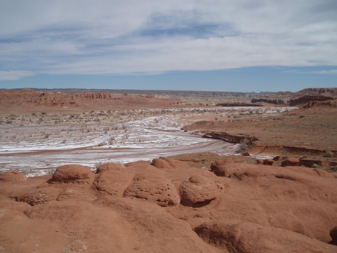 San Rafael Swell covered with white salt.