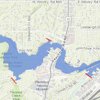 Flood inundation map of Atlanta