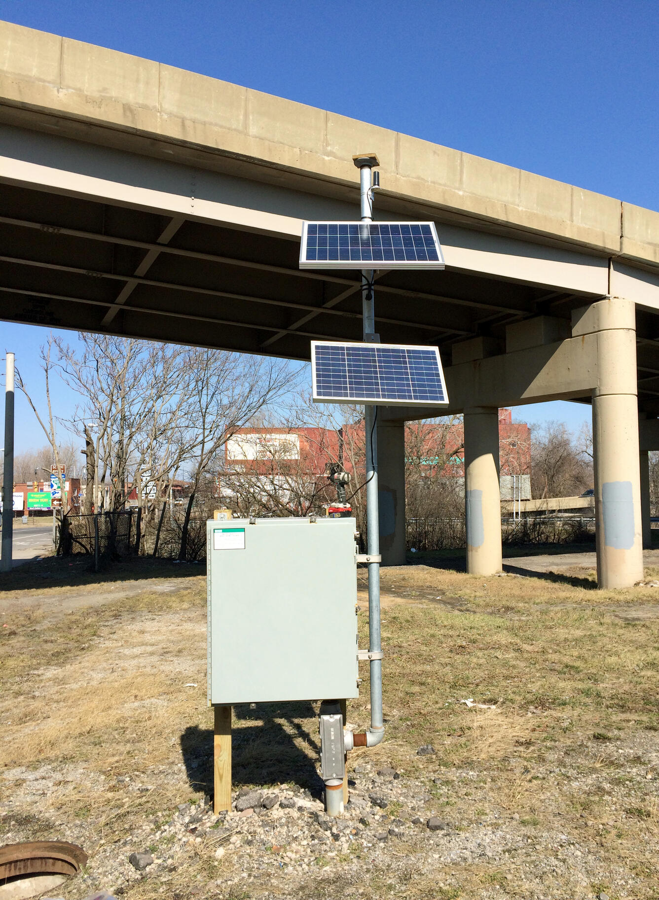Photo of a storm-sewer flow monitoring site, Buffalo, New York.