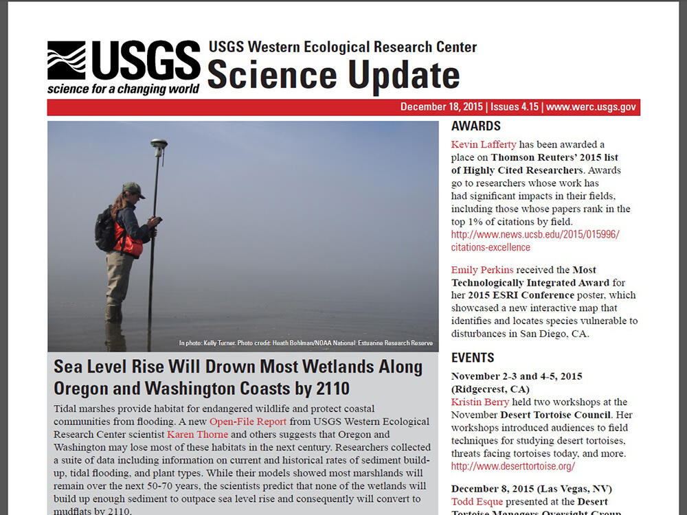 A screenshot of the December 2015 WERC research update.