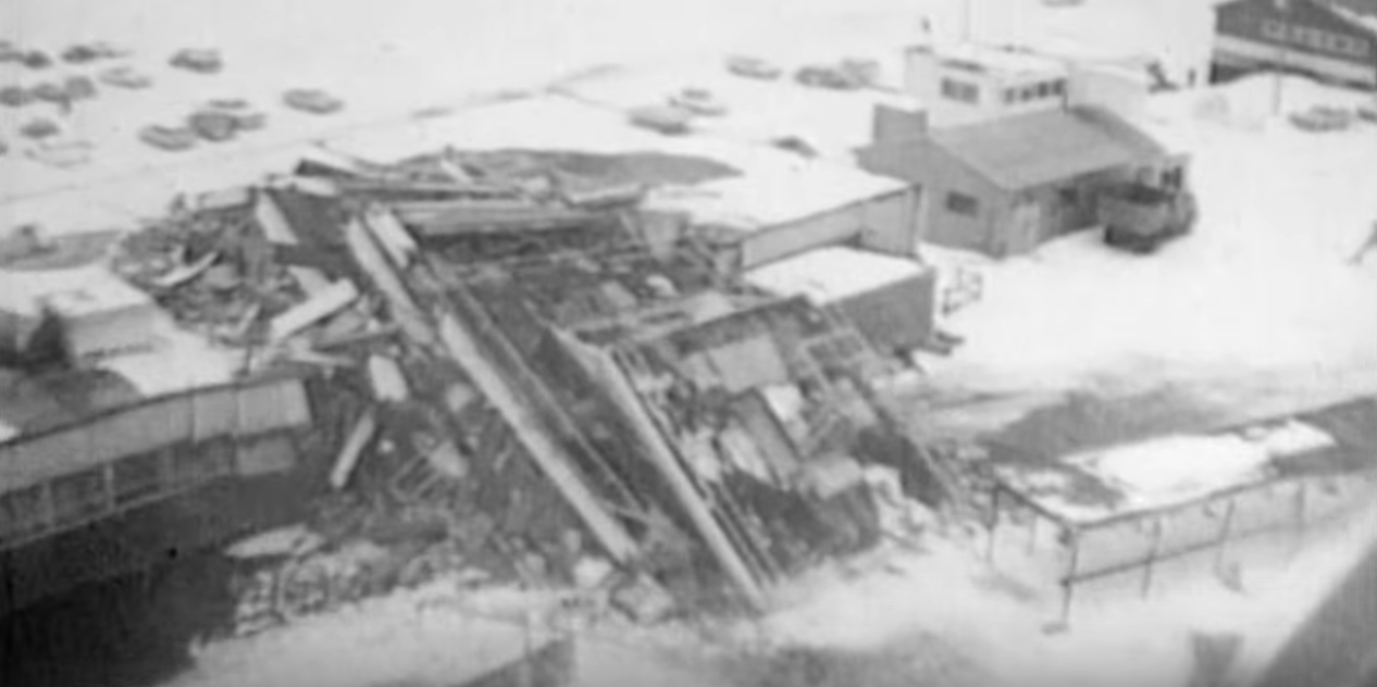 Building destroyed during the 1964 Alaska earthquake.