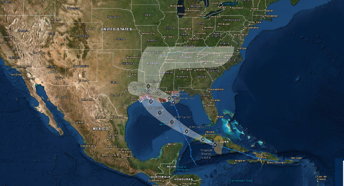 Screenshot of coastal change hazard probability tropical storm marco
