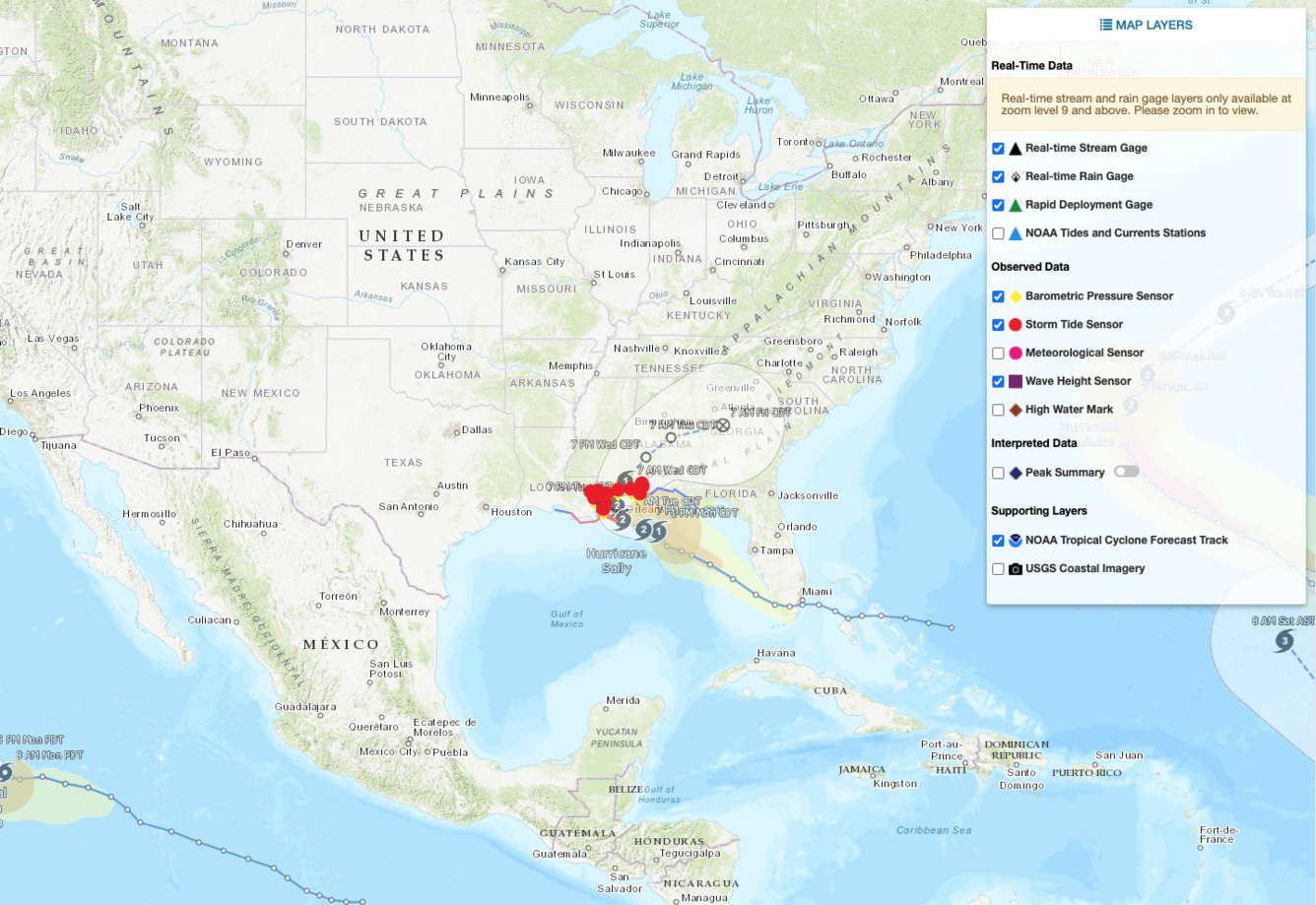 Screenshot of flood event viewer