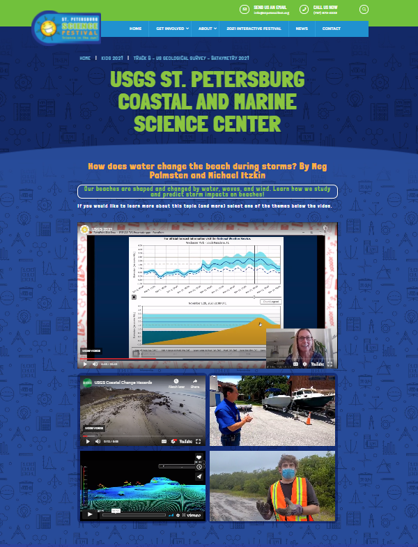 Screenshot of St. Pete Science Festival website showing five videos from the USGS St. Pete office