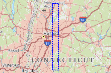 Screenshot of the map showing area near Middle Haddam Connecticut