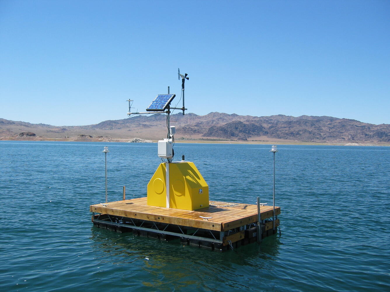 Platform used for collecting water-quality and meteorological data, Sentinel Island, Lake Mead