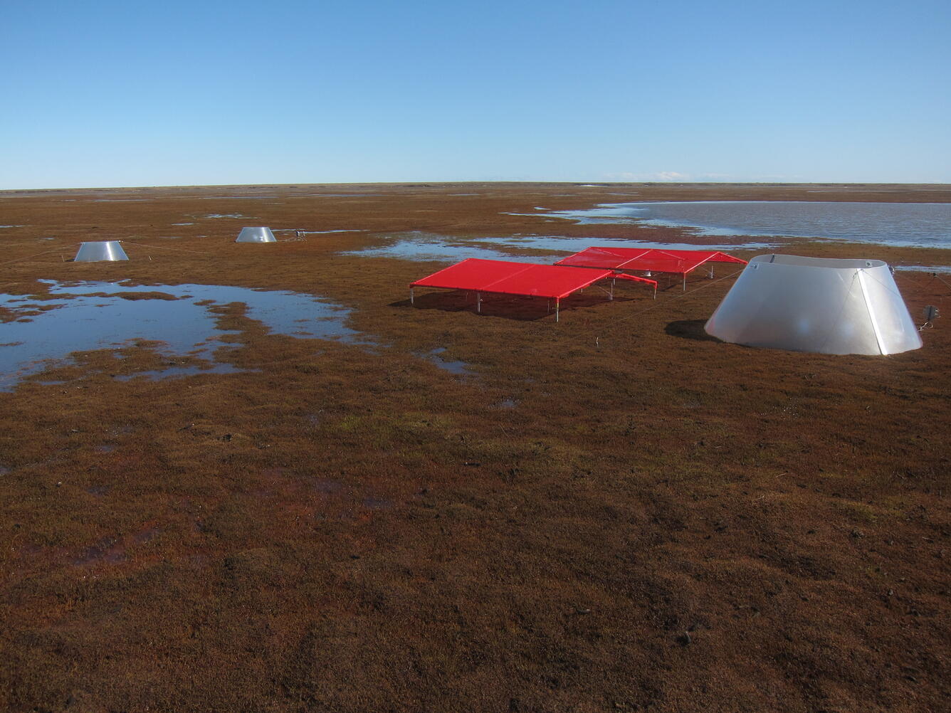 Shade and green houses near the Smith River and Point Lonely on the North Slope of Alaska