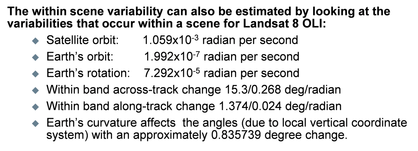 Time Dependencies for Sun and Sensor Viewing Bands