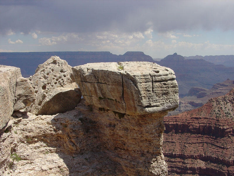 This is a photo of massive blocks of Kaibab Limestone on the South Rim.