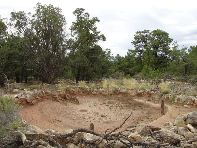 This is a photo of remains of a kiva at Tusayan Ruin on Grand Canyon's South Rim.