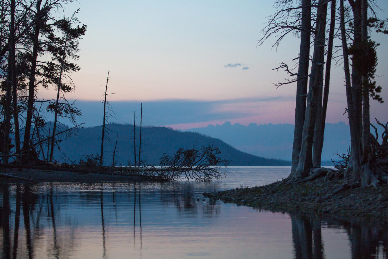 This is a photo of the southeast arm of Yellowstone Lake. 