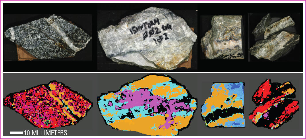 Hand specimen and mineral classification map