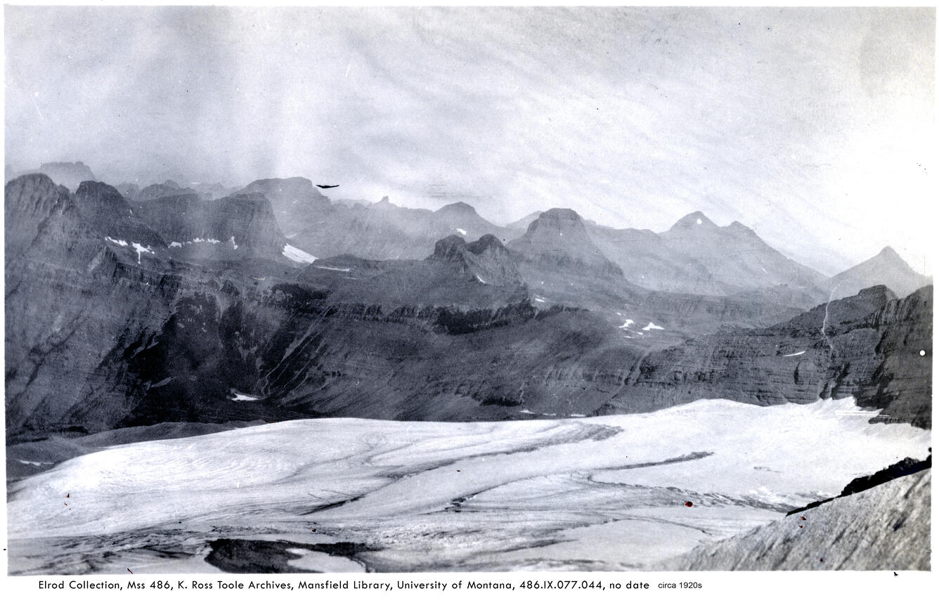 Sperry Glacier in Glacier National Park, circa 1920s. Image 1 of 7.