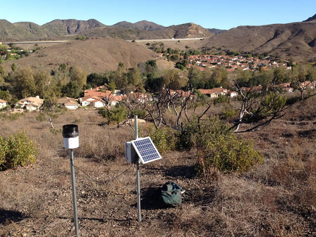 A monitoring station for rainfall in a basin of the Santa Monica Mountains