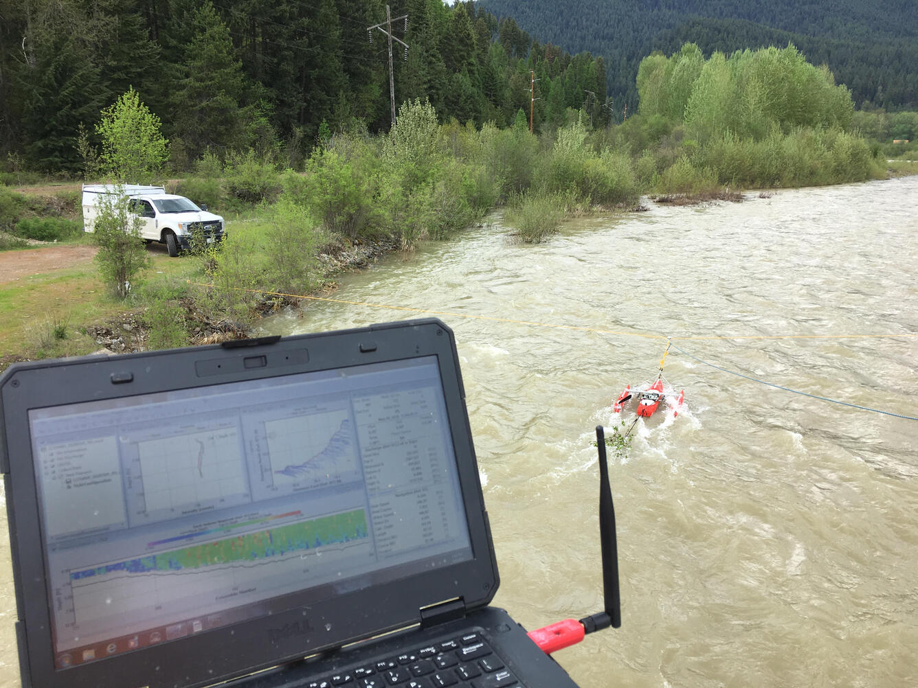 Measuring streamflow on St.Regis River at St Regis