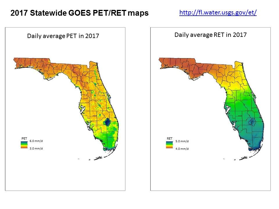 Statewide Evapotranspiration Estimation in Florida using Field Data, Satellites and Weather Models