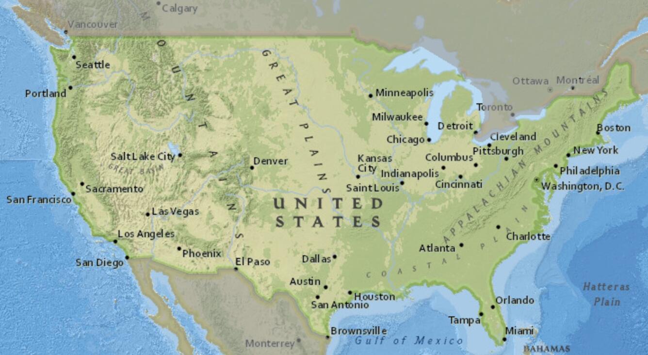 A StreamStats map image of the eastern United States
