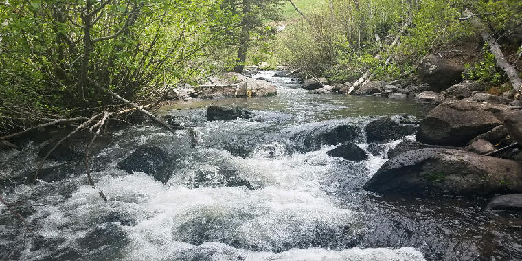 Near water-surface view of rolling Seven Mile Creek near Fish Lake, UT