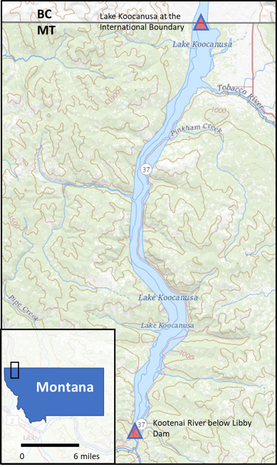 Lake Koocanusa Relative to the International Boundary