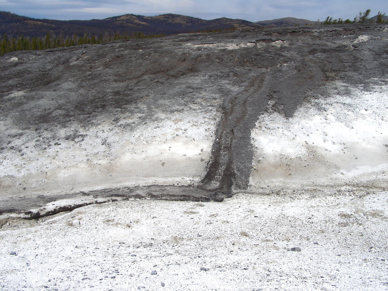 This is a photo of sulfur flow over acid-sulfate ground.