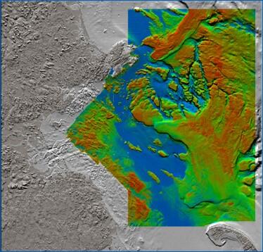 Map of sun-illuminated backscatter, Stellwagen Bank and Massachusetts Bay