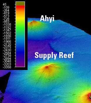 Bathymetric map of Supply Reef Seamount