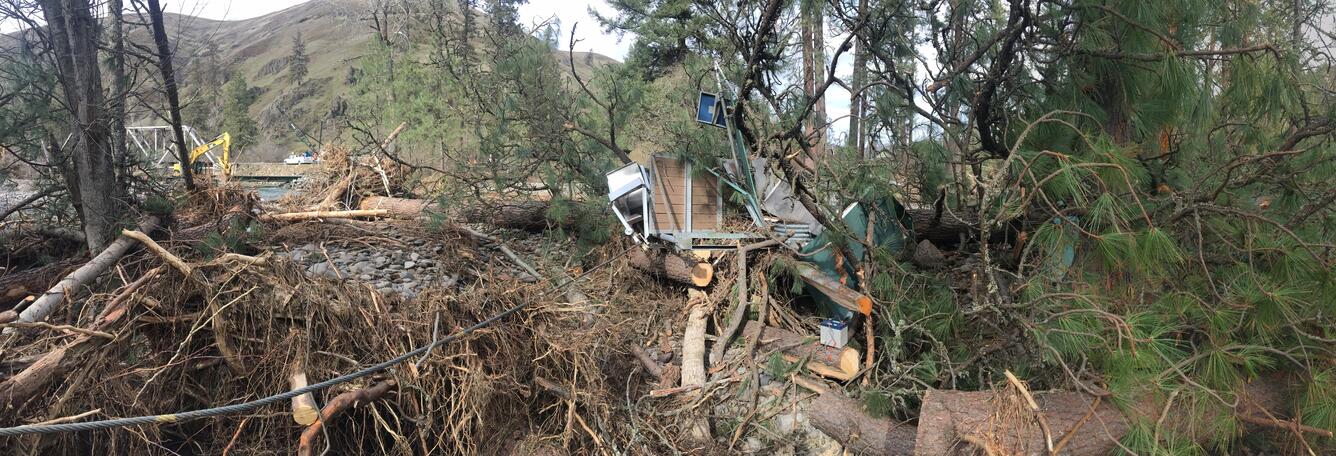 gagehouse 14020300 after the 2020 100yr flood on Meachum Creek near Gibbon, OR