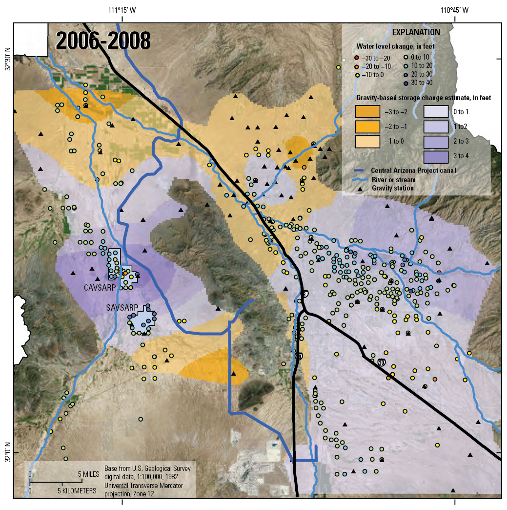 Map of aquifer-storage change, 2006 - 2008-left title