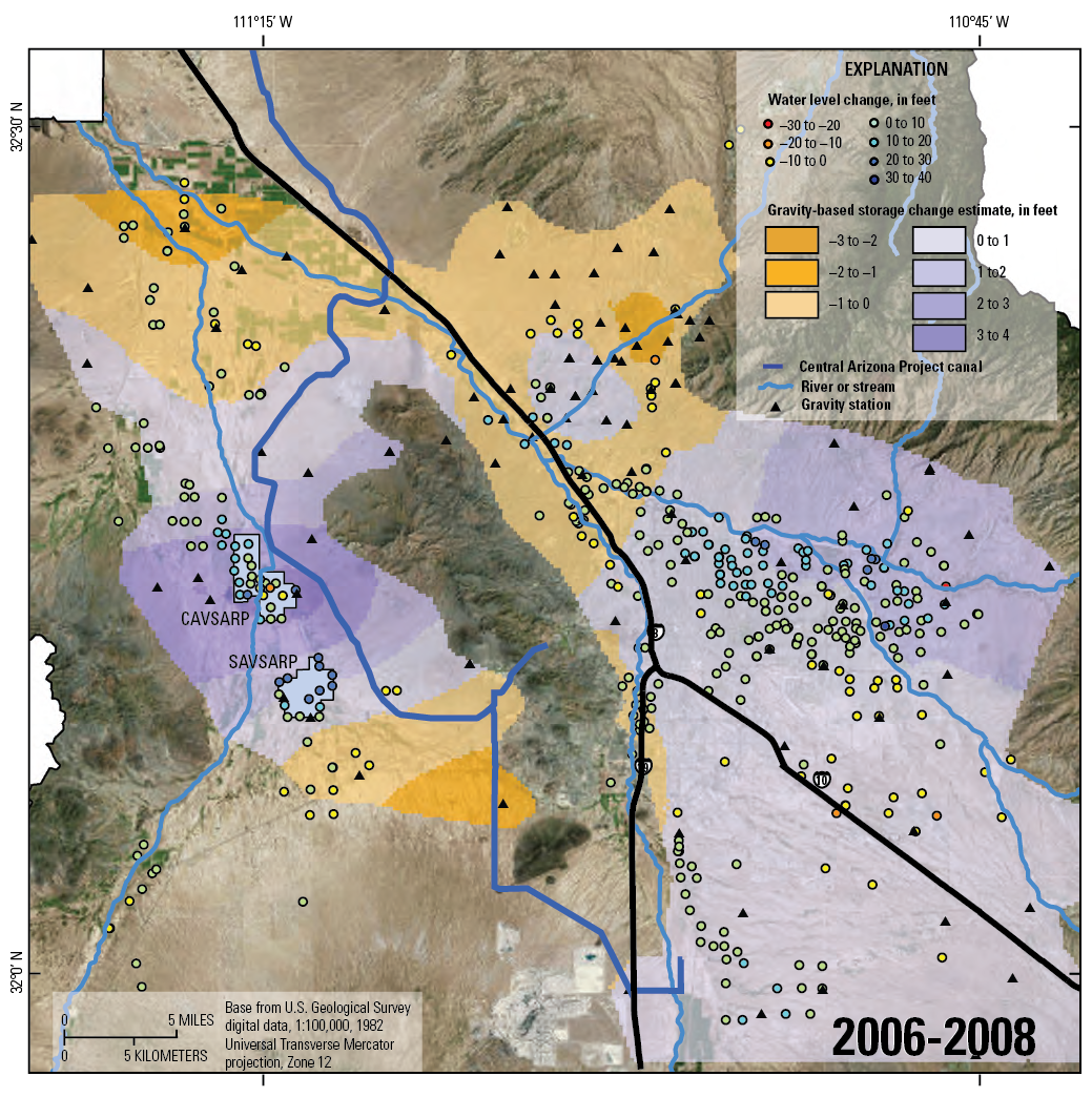 Map of aquifer-storage change, 2006 - 2008-right title