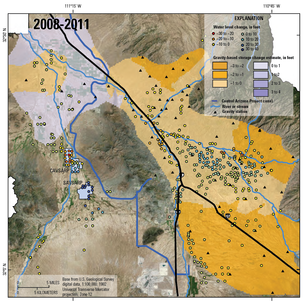 Map of aquifer-storage change, 2008 - 2011 - left title