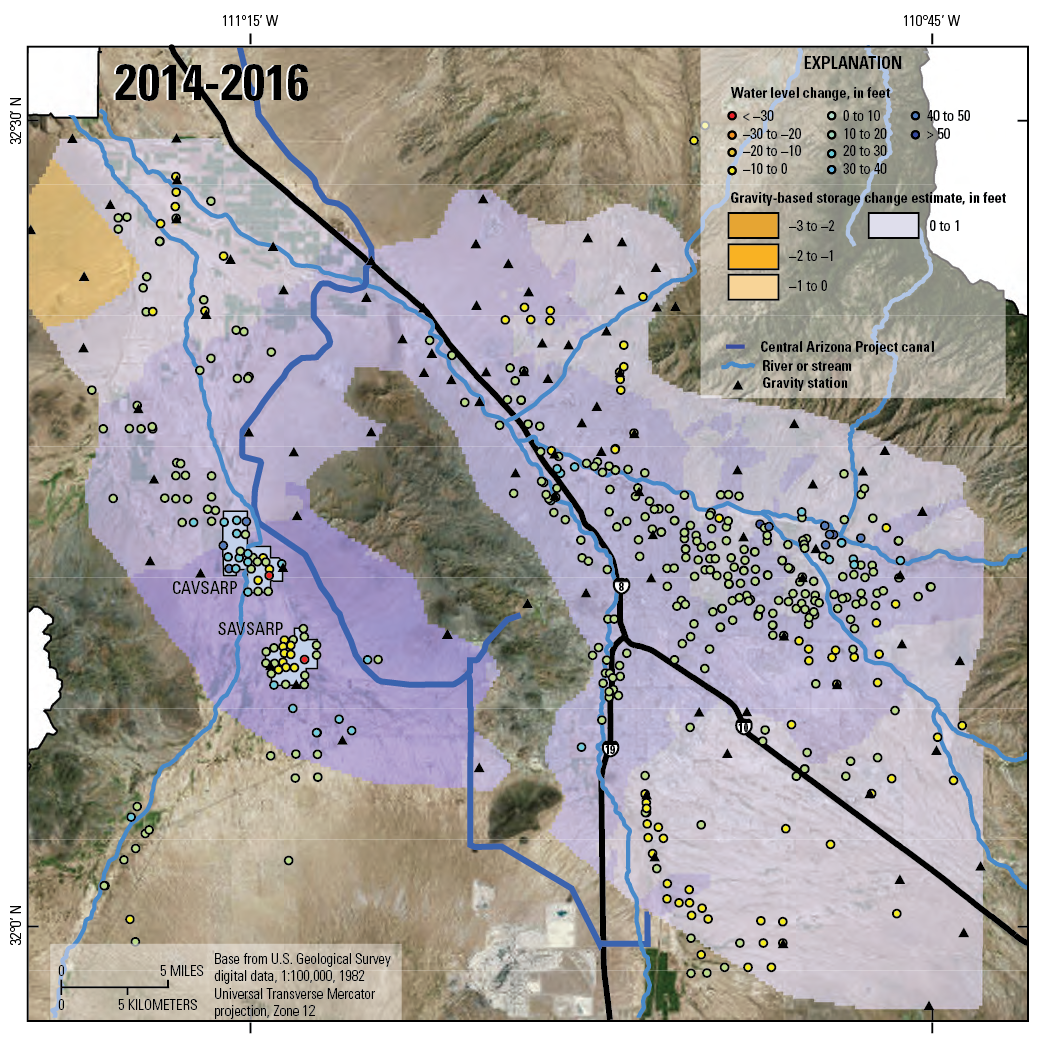 Map of aquifer-storage change, 2014 - 2016 - left title