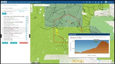A national map displays distribution of USGS trails data