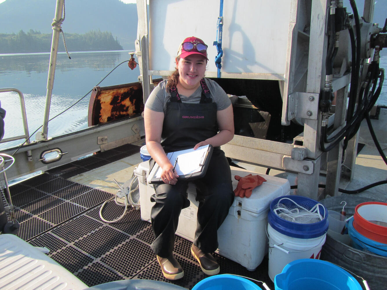 ANSEP student Tatiana Korthuis recording data 