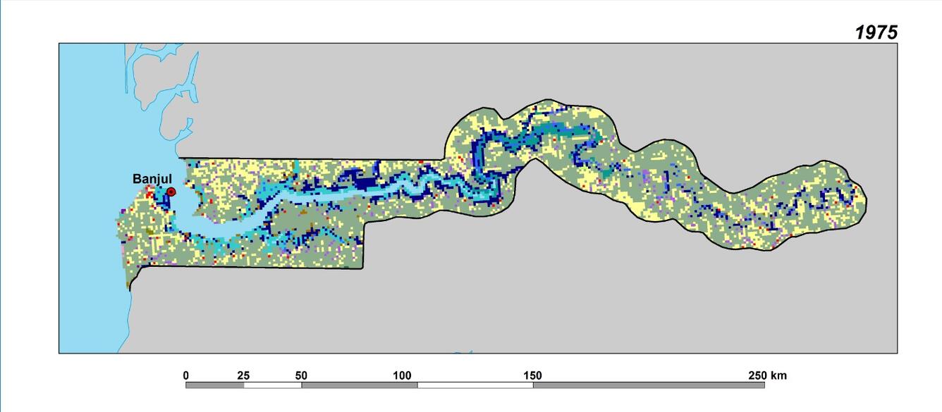 Color image of land use and land cover along the Gambia River at 1-km resolution, circa 2000