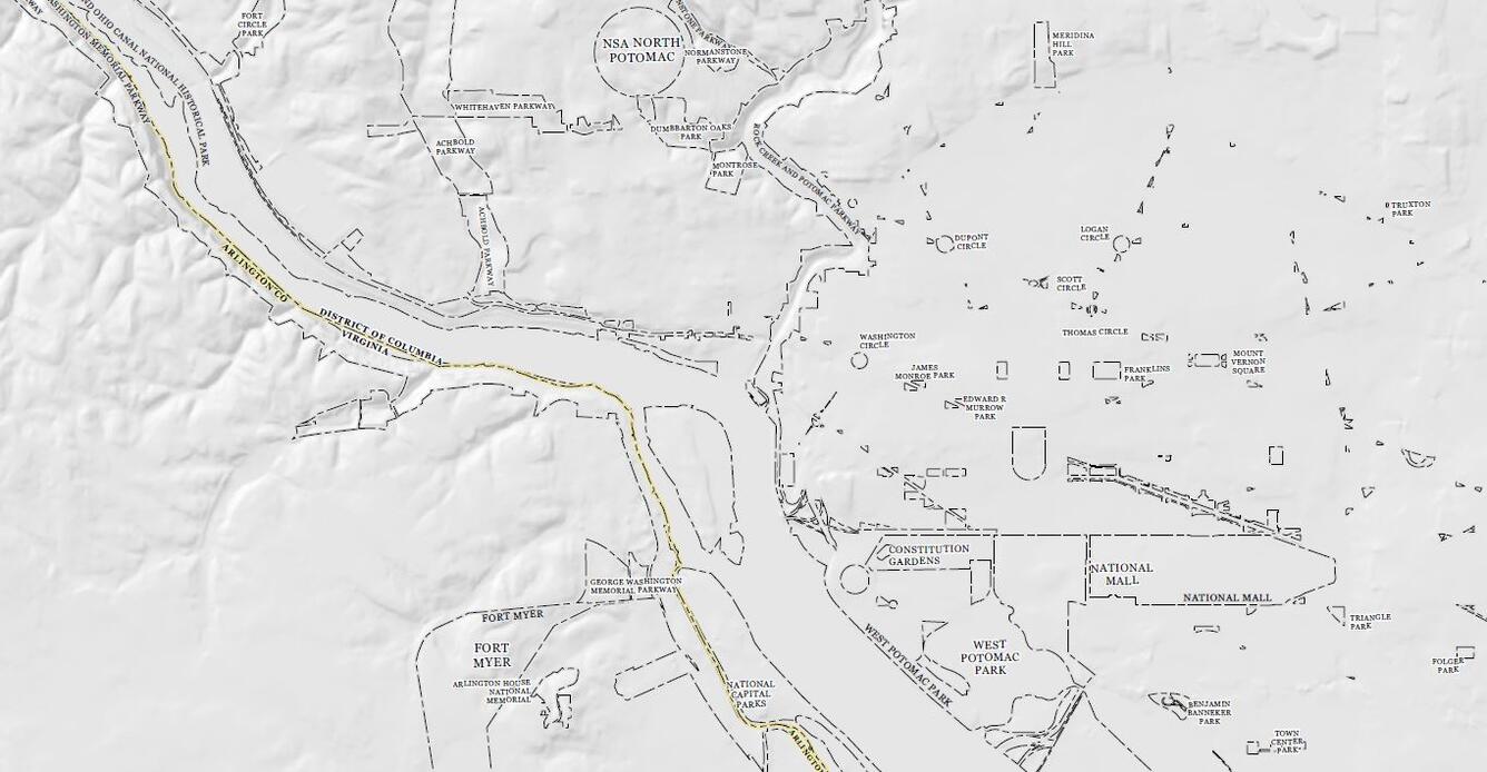 Boundaries layer in a US Topo Map of Washington, D.C.